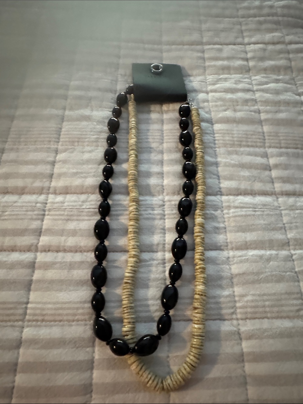 Black and Beige Layered Bead Necklace - Men Accessories